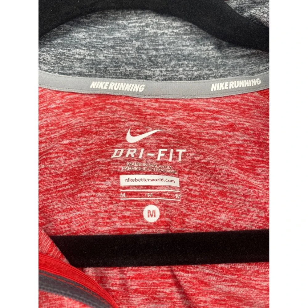 Nike Dri-FIT Running Half Zip Pullover Mens Medium Red Heathered Long Sleeve Top